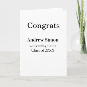 Congrats graduate name university name class 20XX Card