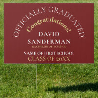 Congrats Graduate Name Year Gold White Burgundy Sign