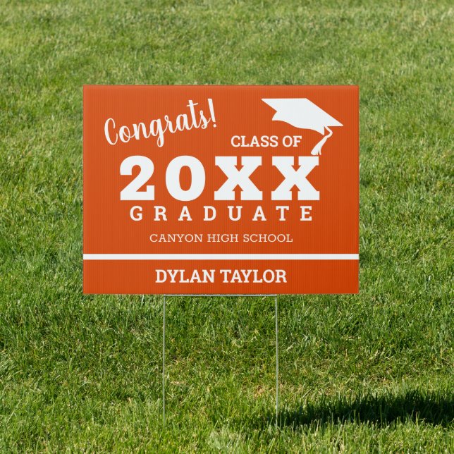 Congrats Graduate Orange Yard Sign (Insitu)