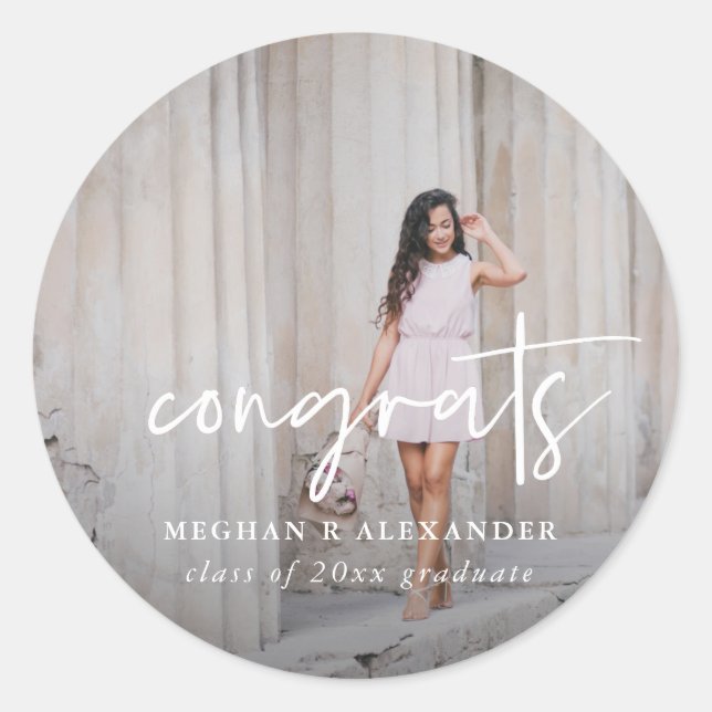 Congrats Graduate Photo and Name Sticker (Front)