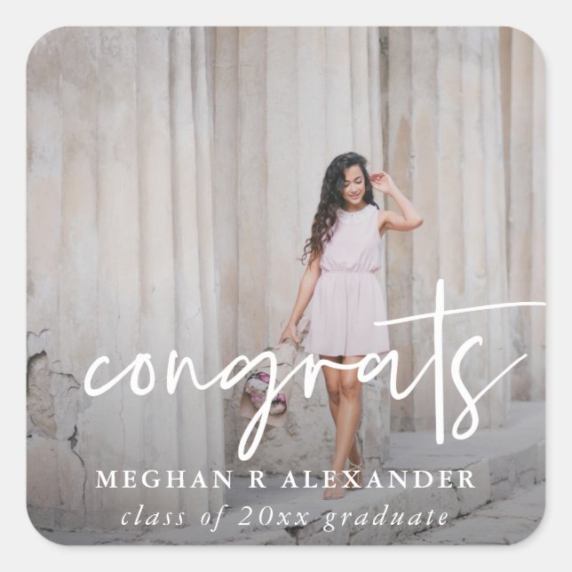 Congrats Graduate Photo and Name Sticker (Front)