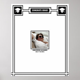 Congrats Graduate Photo Black Signature Large Poster