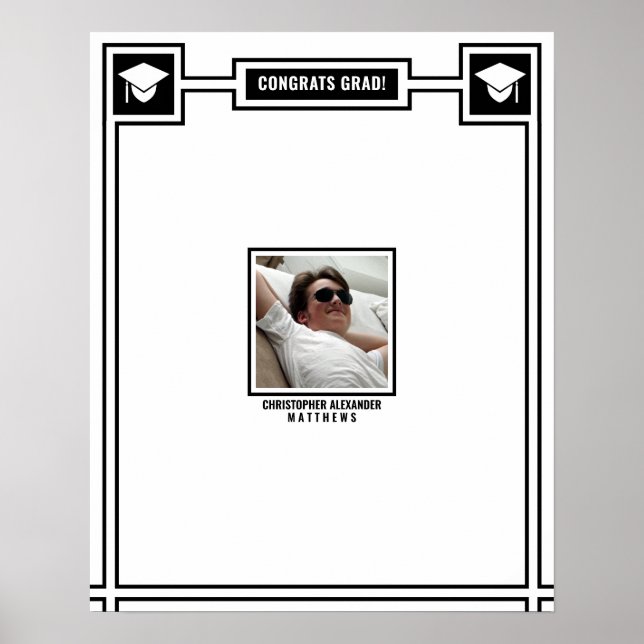 Congrats Graduate Photo Black Signature Large Poster (Front)