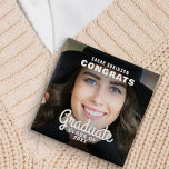 Congrats Graduate | Photo Graduation Button<br><div class="desc">Make your graduation unforgettable with our trendy photo graduation button,  perfect for your family and friends who support you. With your favorite photo and modern script details - your name,   and class year - these keepsakes are as unique as your journey. Here's to the class of...  you!</div>