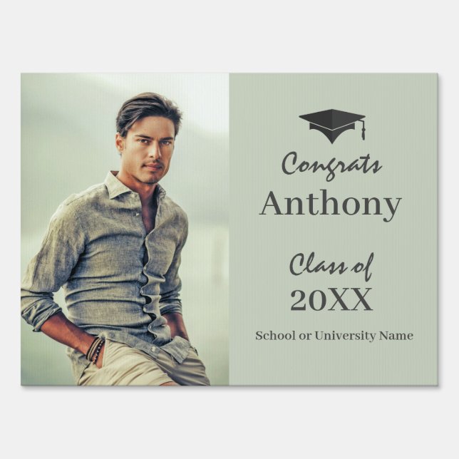 Congrats Graduate Photo Template and Text Sign (Front)