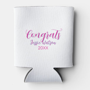 Congrats graduate pink purple name year 20XX date Can Cooler