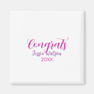 Congrats graduate pink purple name year 20XX date  Magnet