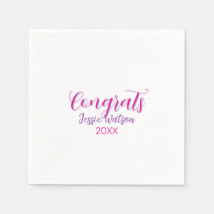 Congrats graduate pink purple name year 20XX date  Napkins