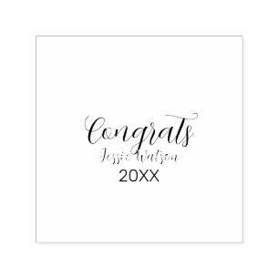 Congrats graduate pink purple name year 20XX date Self-inking Stamp