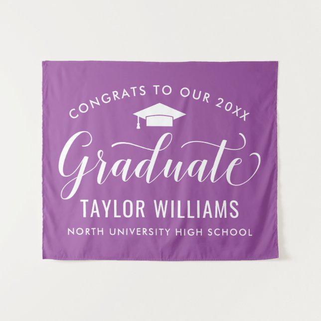 Congrats Graduate Purple Backdrop (Front (Horizontal))