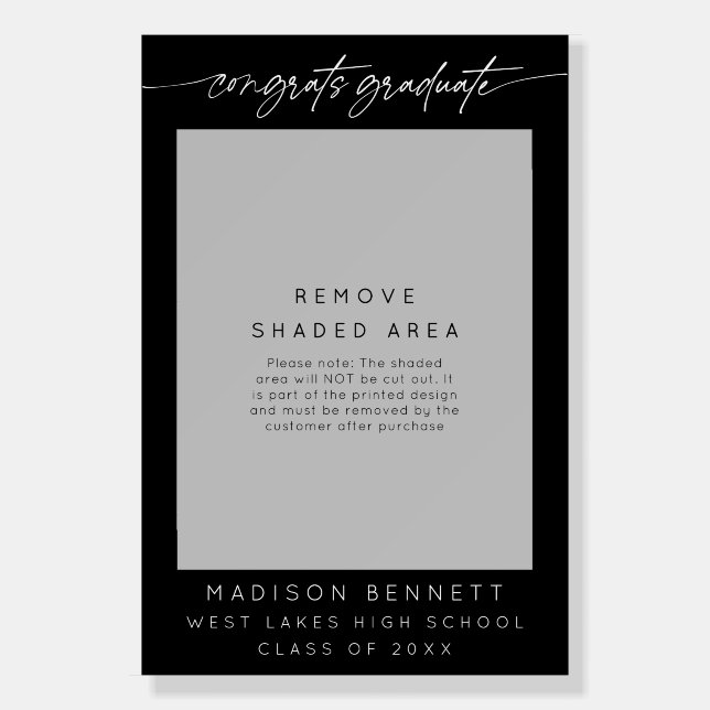 Congrats Graduate Script Selfie Photo Frame Foam Board (Front)