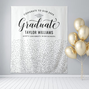 Congrats Graduate Silver Confetti Backdrop