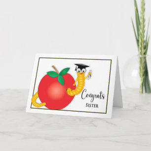 Congrats Graduate Sister Bookworm Diploma Card