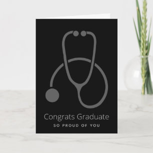 Congrats Graduate Stylish Gray Stethoscope Simple Card