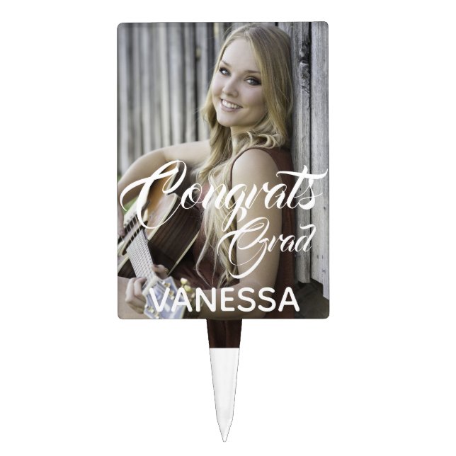 Congrats Graduate Vanessa Photo Graduation Cake Topper (Front)