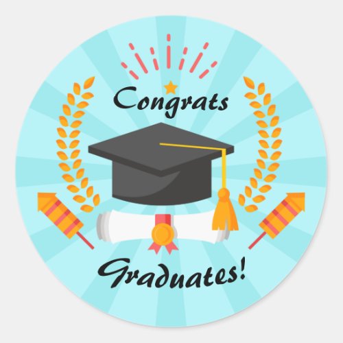 Congrats Graduates Graduating Class Congratulation Classic Round Sticker