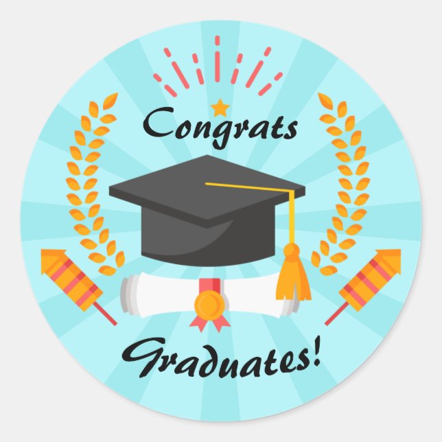 Congrats Graduates Graduating Class Congratulation Classic Round Sticker (Front)