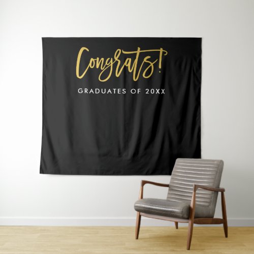 Congrats Graduates of 2023 Plain Black Photo Op Tapestry