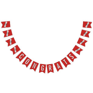 CONGRATS Graduation 2025 White Diploma Bunting Flags