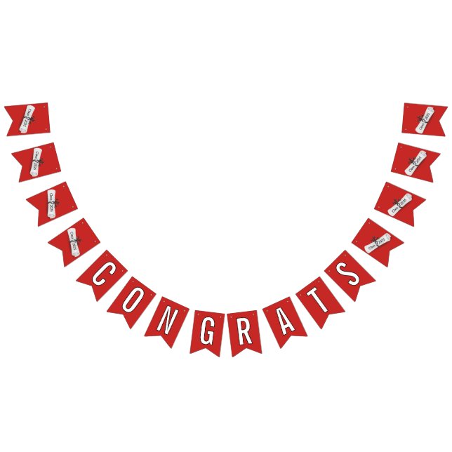 CONGRATS Graduation 2025 White Diploma Bunting Flags (All)