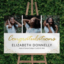 Congrats Graduation 3 Photo White Gold