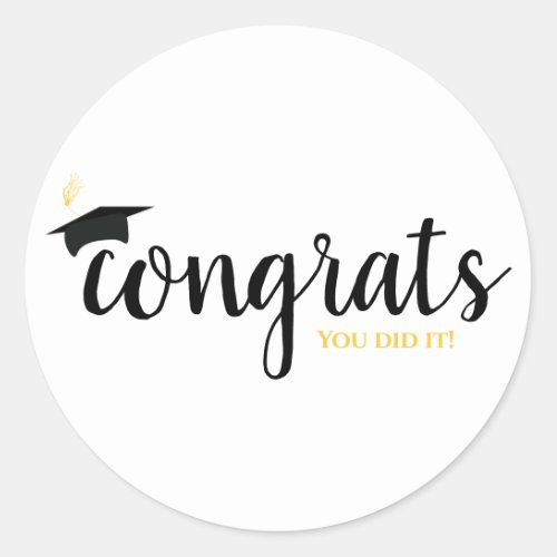 Congrats Graduation Cap Classic Round Sticker