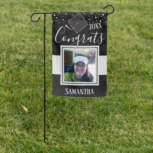 Congrats Graduation Celebration Garden Flag Blue