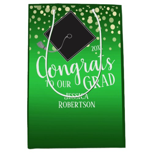 Congrats Graduation Class of 2021 Green Medium Gift Bag