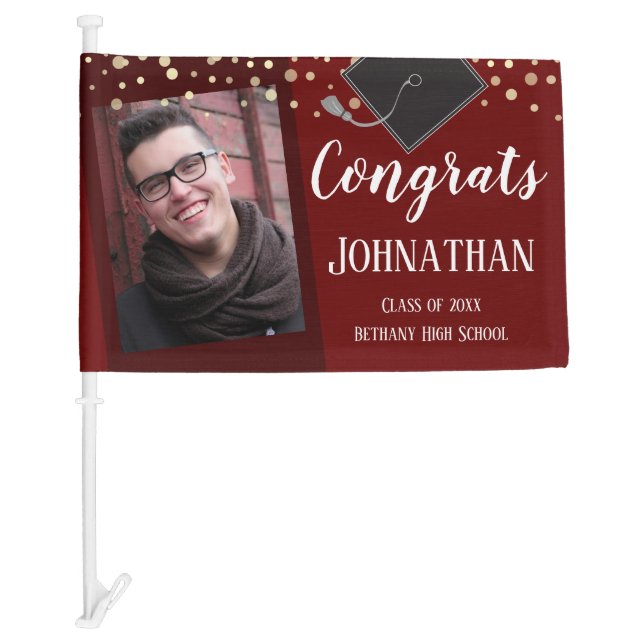 Congrats Graduation Class of 2023 Photo Car Flag (Front)
