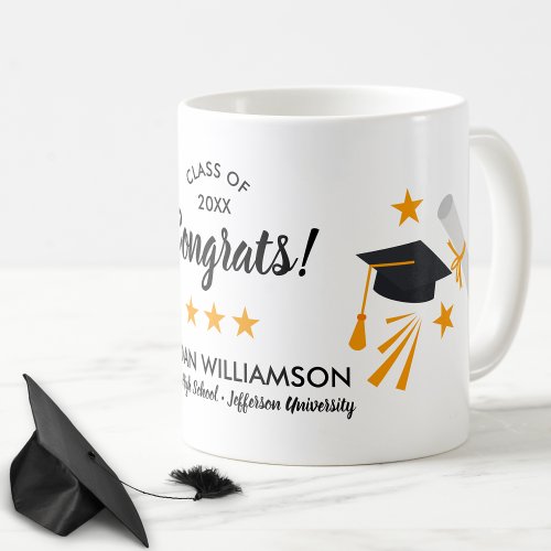 Congrats Graduation Grad Cap Grad Name Class 20XX Coffee Mug