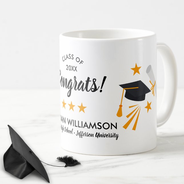 Congrats Graduation Grad Cap Grad Name Class 20XX Coffee Mug (Creator Uploaded)