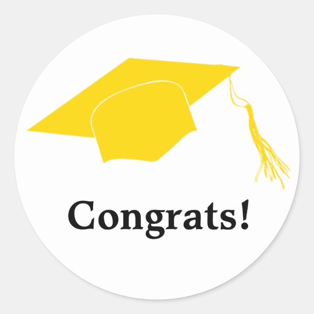 Congrats graduation hat classic round sticker (Front)