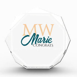 Congrats graduation monogram orange blue 20XX year Acrylic Award