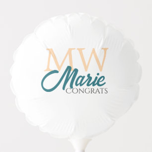 Congrats graduation monogram orange blue 20XX year Balloon