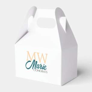 Congrats graduation monogram orange blue 20XX year Favor Boxes