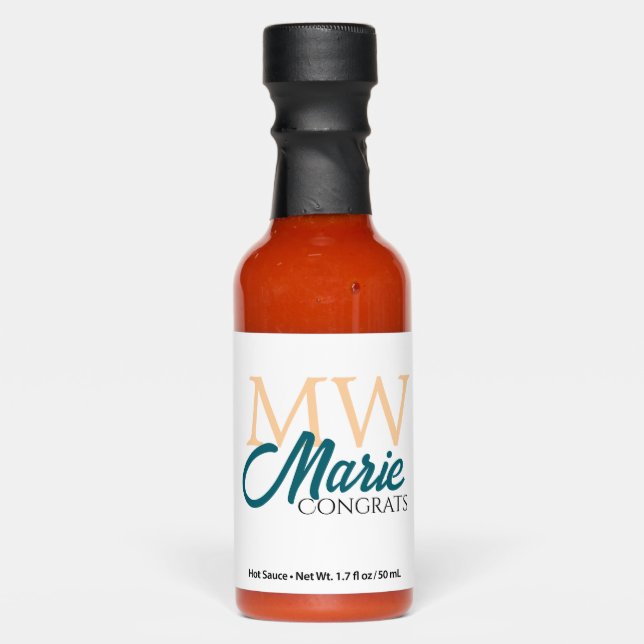 Congrats graduation monogram orange blue 20XX year Hot Sauces (Front)