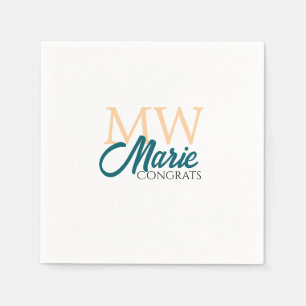Congrats graduation monogram orange blue 20XX year Napkins