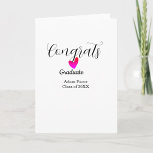 Congrats graduation name class of 20XX year heart  Card