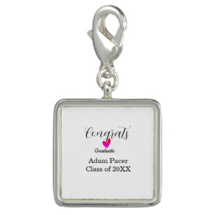 Congrats graduation name class of 20XX year heart Charm