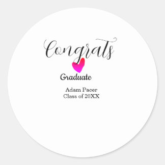 Congrats graduation name class of 20XX year heart Classic Round Sticker