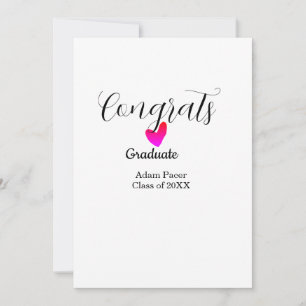 Congrats graduation name class of 20XX year heart Invitation