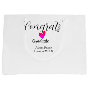 Congrats graduation name class of 20XX year heart Large Gift Bag