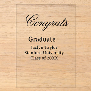 Congrats graduation name university name class of  acrylic invitations