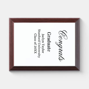 Congrats graduation name university name class of award plaque