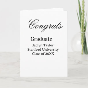 Congrats graduation name university name class of  card