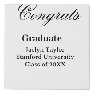 Congrats graduation name university name class of  faux canvas print