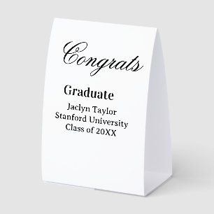 Congrats graduation name university name class of paper table tent