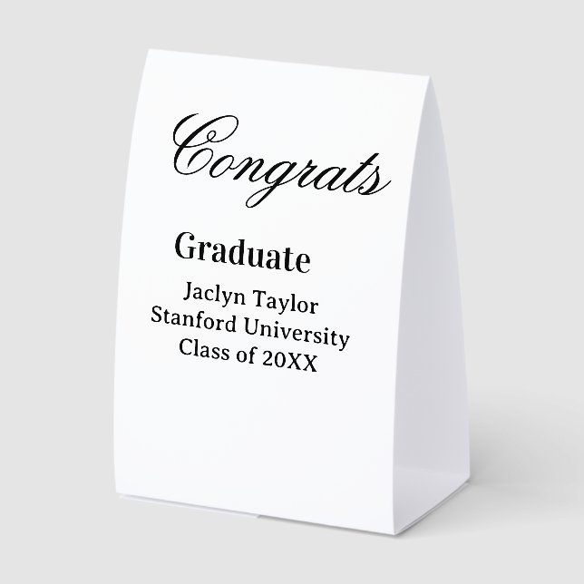 Congrats graduation name university name class of  paper table tent  (Front)