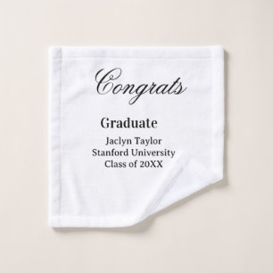 Congrats graduation name university name class of wash cloth