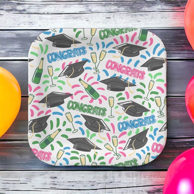 Congrats Graduation Party | Champagne Celebration Paper Plates (Creator Uploaded)
